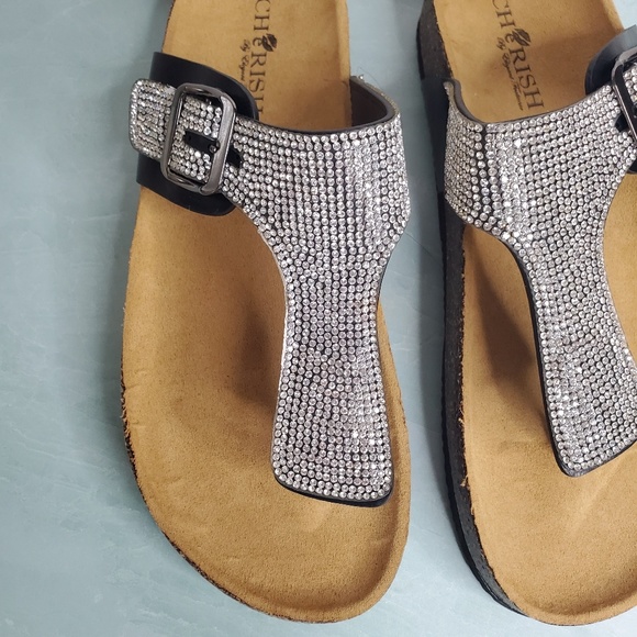 New! Black Buckle Rhinestone Croc Sandal - Picture 7 of 7